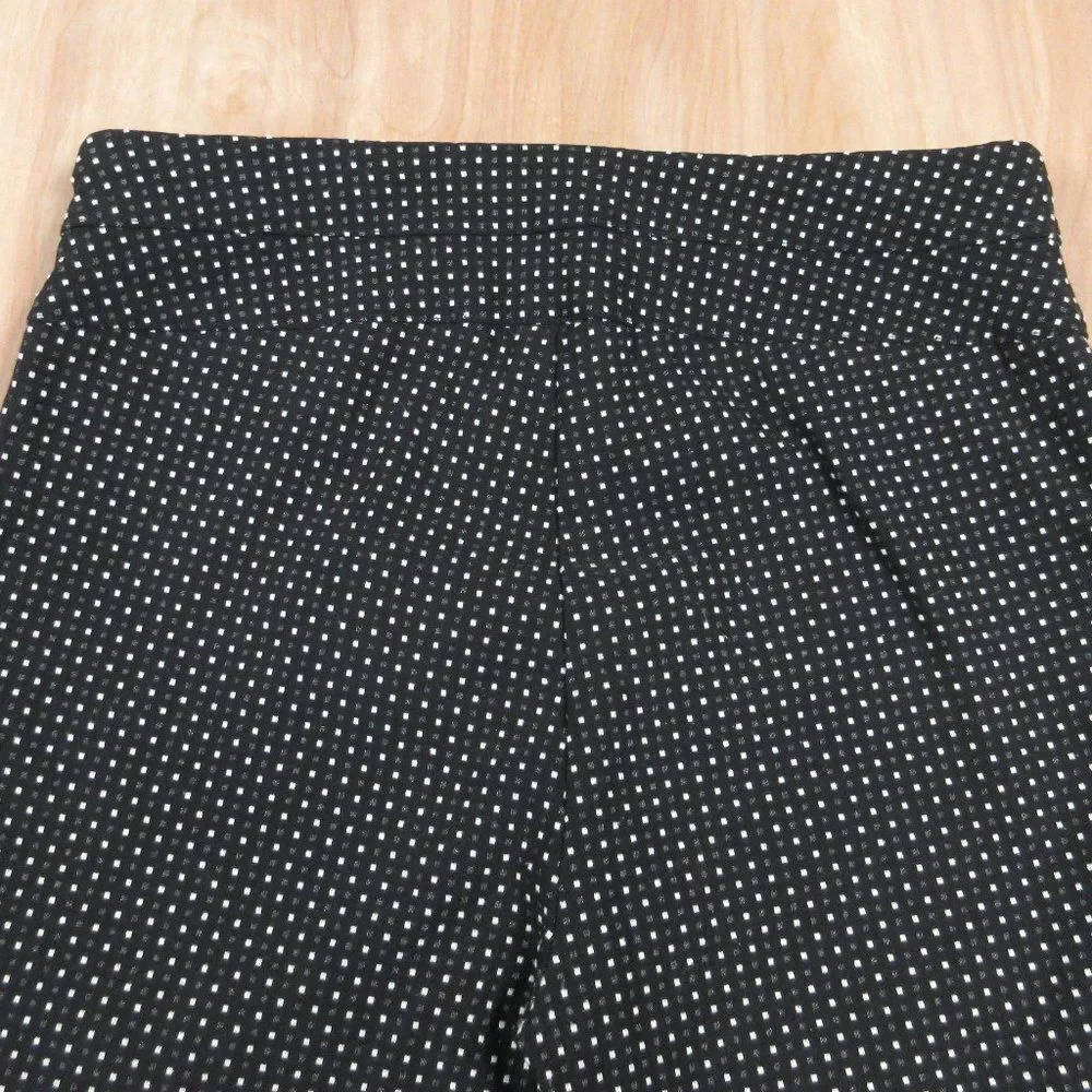 JOE BENBASSET Pull On Ankle Crop Pants Womens Size M Black White Gray Polka Dots